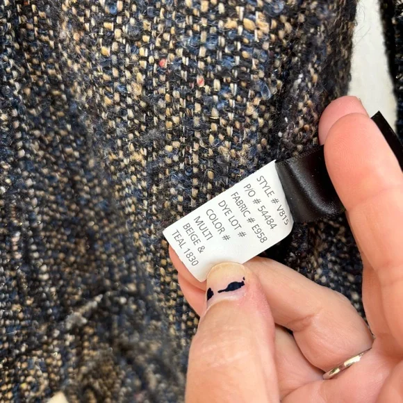 Willi Smith Black Cream Blue Tweed Size Large fits like Small Wool Blend Blazer - Picture 12 of 12